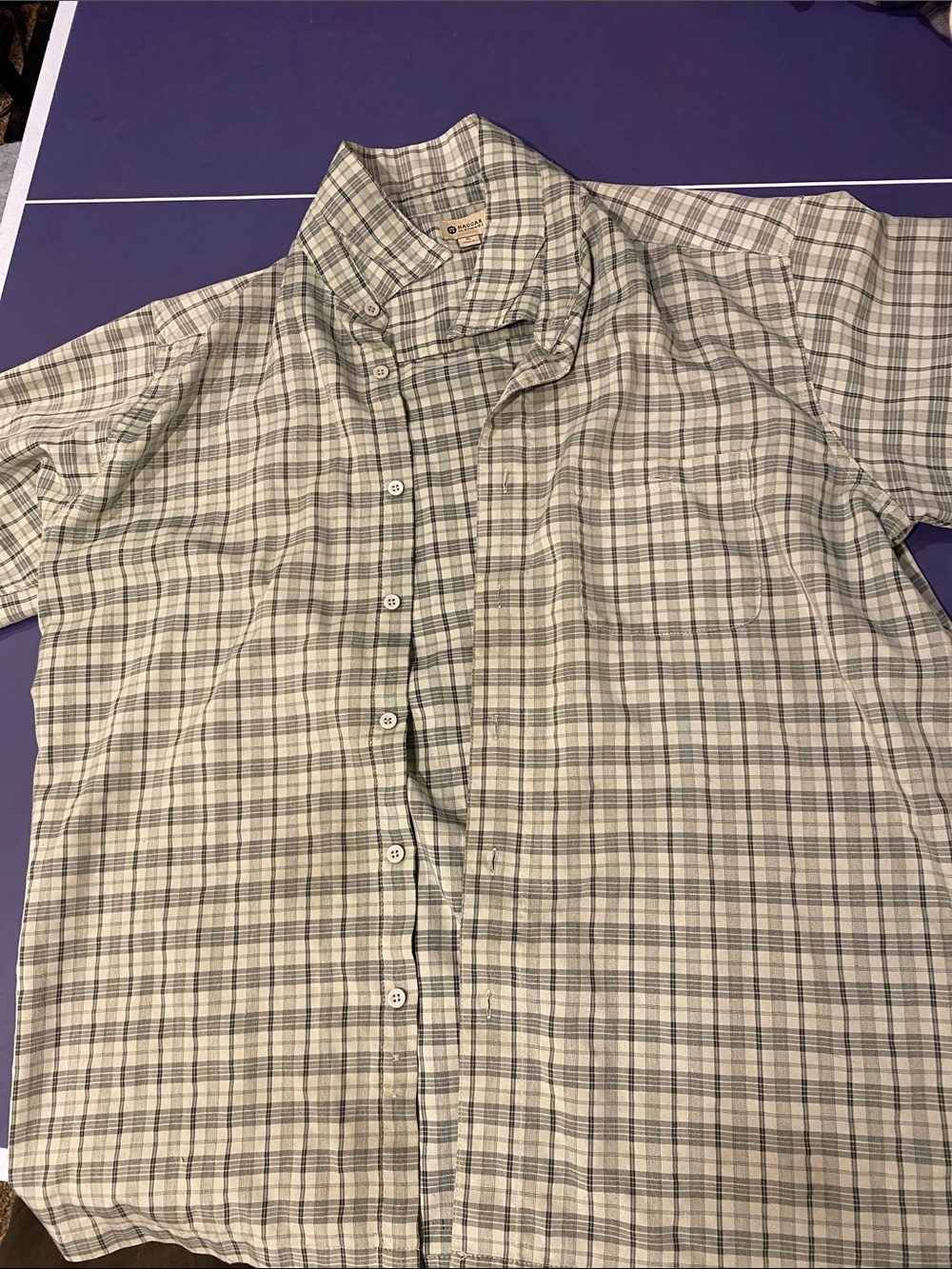 Men's Short-Sleeve Plaid Dress Shirt - Green & Gray